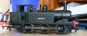 Hornby Terrier W11 Newport with Golden Arrow extended bunker - SR black - brass nameplates (1)