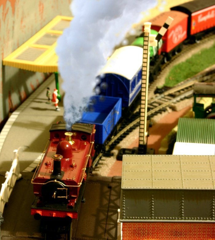 Locoyard Christmas Return Train to the North Pole waiting for Santa to board steam