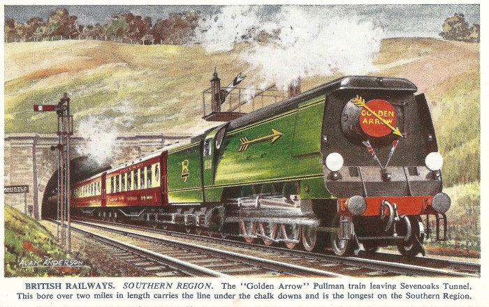 1950's British Railways Southern Region - Golden Arrow Postcard - Nick P Littlewood