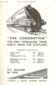 LNER advert for the 'Coronation' service [Railway Magazine, Aug 1937]