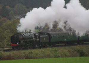 2013 Watercress Line Autumn Steam Spectacular - Approaching Ropley - BR Standard 7MT class 70000 Britannia