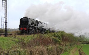 2013 Watercress Line Autumn Steam Spectacular - Approaching Ropley - West Country class - 34007 Wadebridge & 34046 Braunton