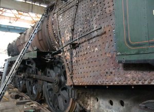 Merchant Navy class - 35005 Canadian Pacific -  Eastleigh Dec 2013 (left view)