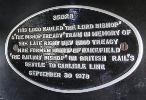 2014 - Watercress Line - Spring Steam Gala - Alresford - Merchant Navy Class - 35028 Clan Line (Eric Treacy plaque in cab)