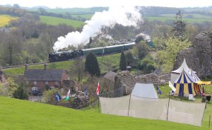 Corfe Castle - National Trust - Swanage Railway (rebuilt West Country class 34028 Eddystone)