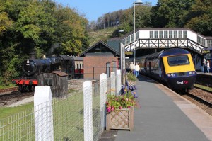 Bodmin and Wenford Railway ex-GWR BR 42xx 4247 2-8-0T - 3rd October 2015 Bodmin Parkway Intercity 125 HST