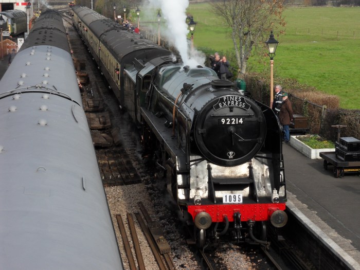 BR 9F 92214 on the Pines express through Williton